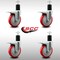 Service Caster 5'' SS Red Poly Swivel 1-3/4'' Expanding Stem Caster Set Total Lock Brake, 4PK SCC-SSEXTTL20S514-PPUB-RED-134-4 - alternate 2